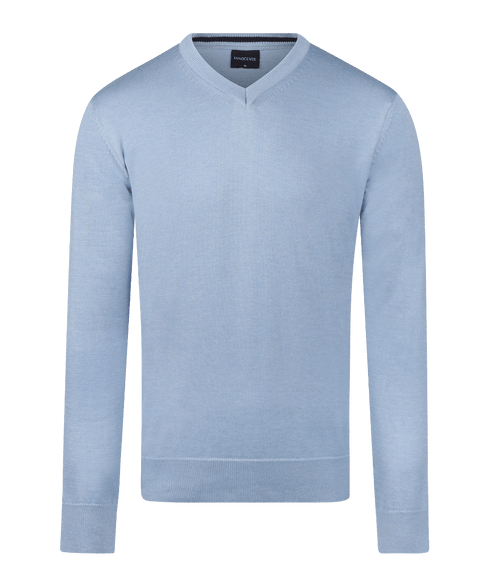 Lichtblauwe pullover met V-neck
