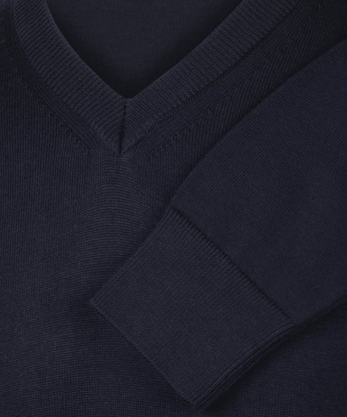 Navy pullover met V-neck