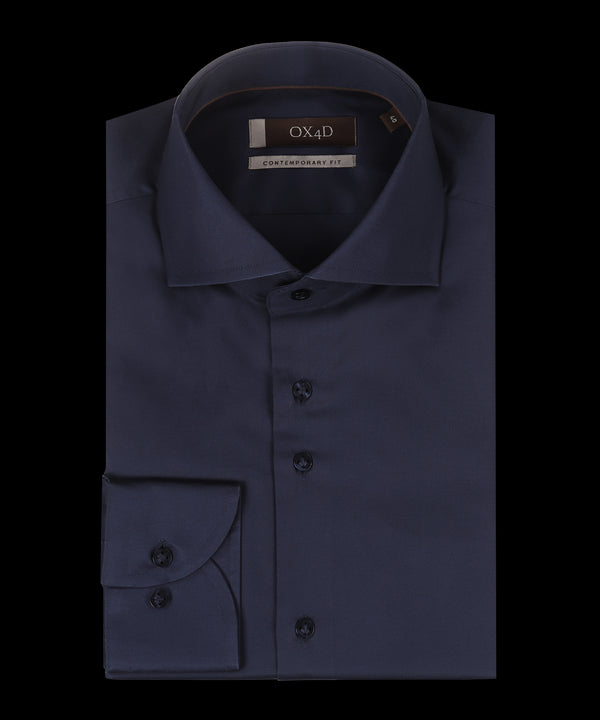 Royal twill uni navy overhemd (Extra lange mouwen)