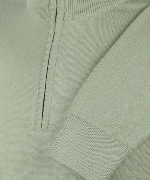 Mint half-zip met geribde boorden