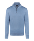 Lichtblauwe half-zip met geribde boorden