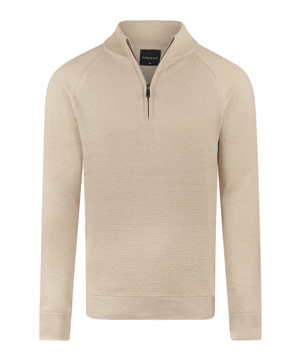 Beige half-zip met structuur