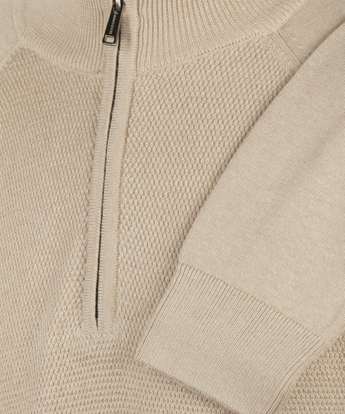 Beige half-zip met structuur