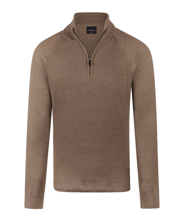 Coffee half-zip met structuur