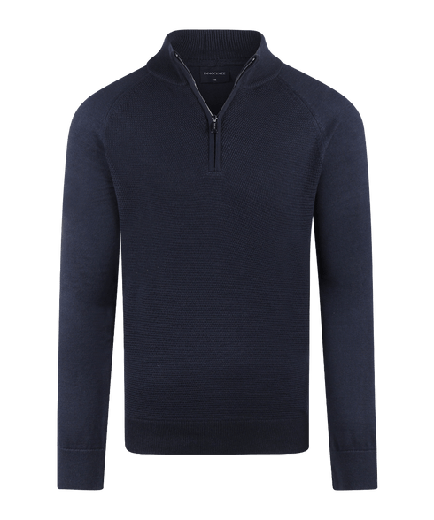 Navy half-zip met structuur
