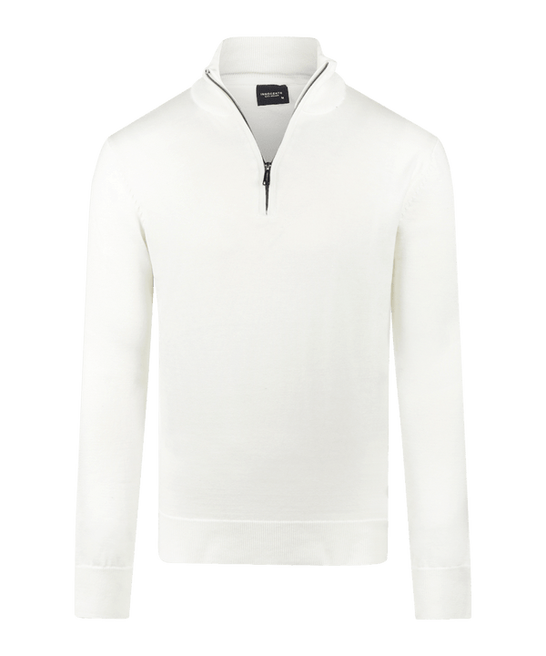 Off-white half-zip met geribde boorden