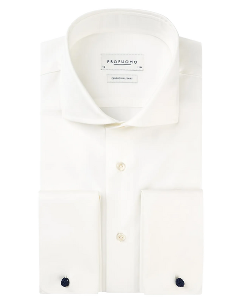 Wit ceremonial shirt met dubbele manchetten