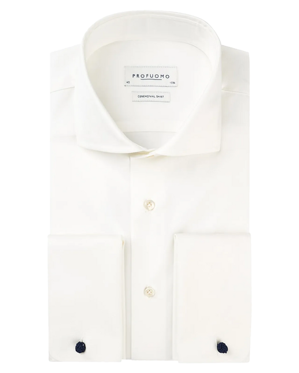 Wit ceremonial shirt met dubbele manchetten