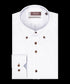 Wit overhemd met bruine knopen en button-down