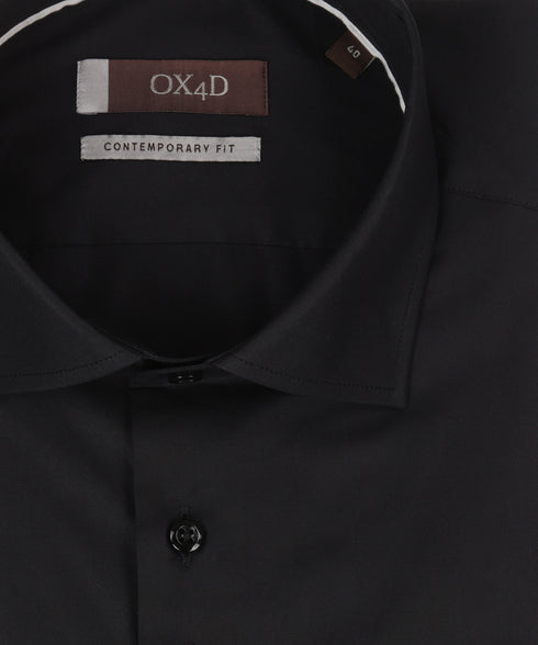 Zwart royal poplin overhemd (Extra lange mouwen)