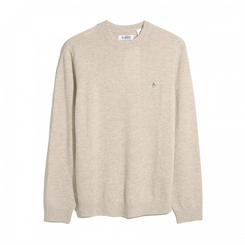 Beige pullover met ronde hals van lamswol van Original Penguin