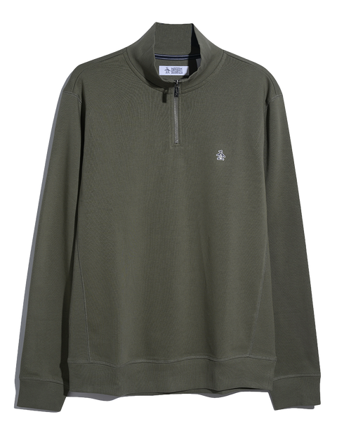 Olive sweater met 1/4 zip