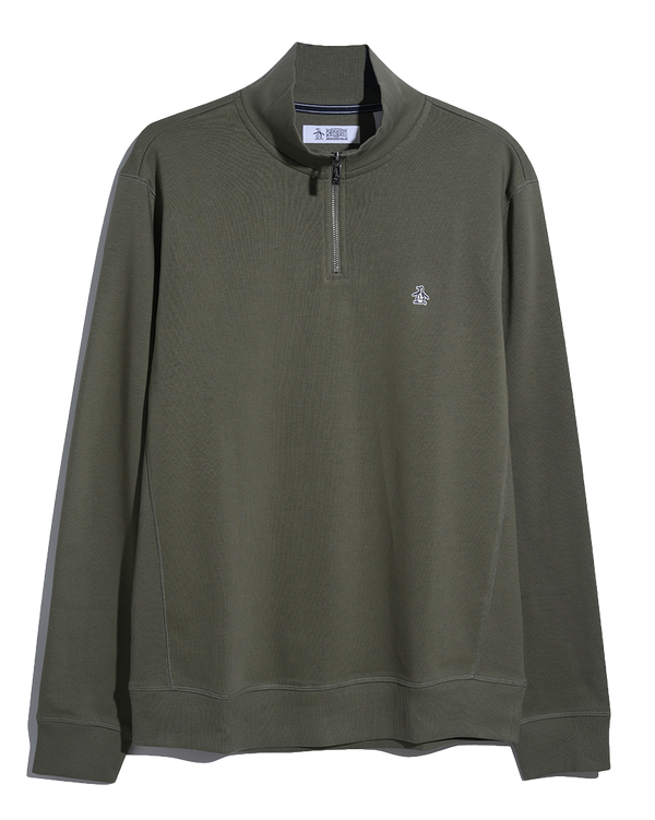 Olive sweater met 1/4 zip