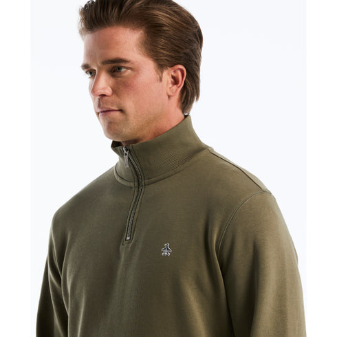 Olive sweater met 1/4 zip