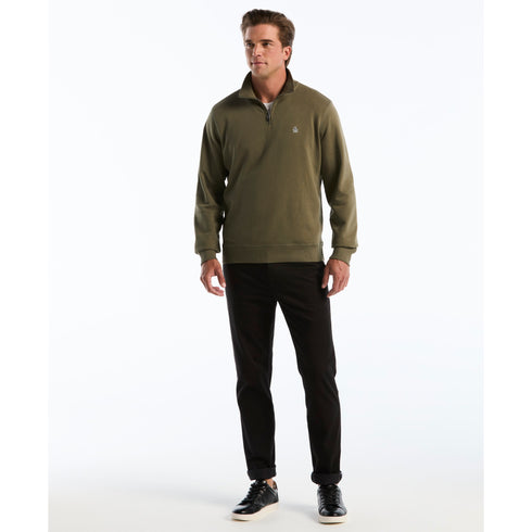 Olive sweater met 1/4 zip