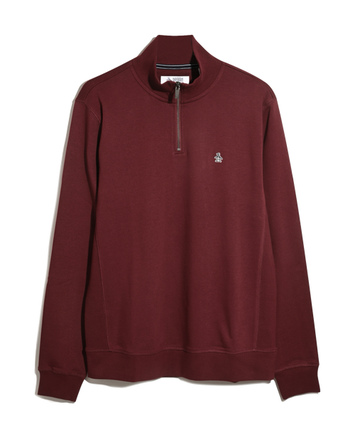 Brique sweater met 1/4 zip