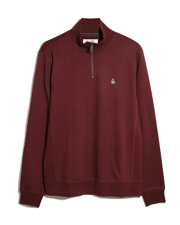 Brique sweater met 1/4 zip