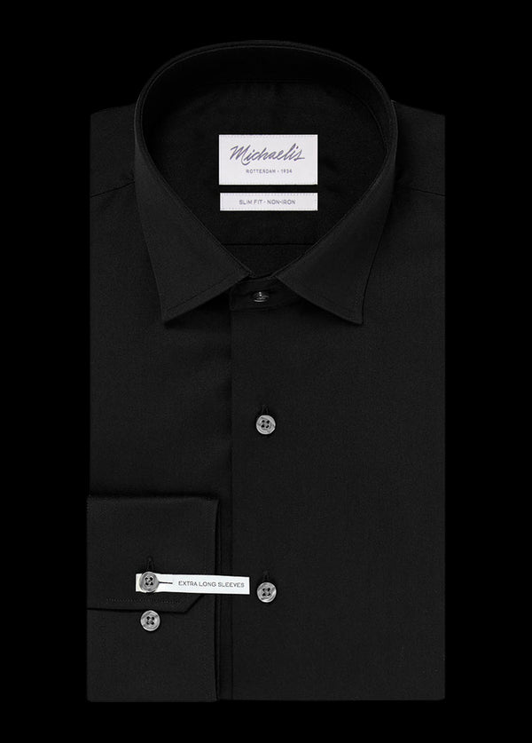 Uni zwart shirt (Extra lange mouwen)