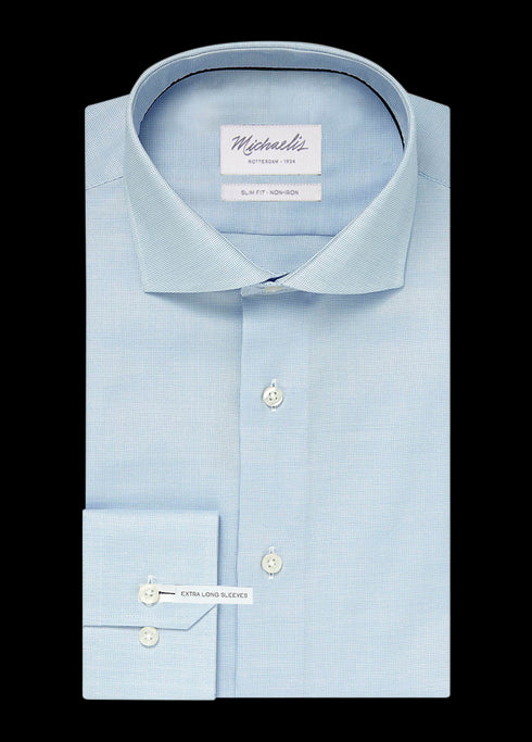 Uni blauw overhemd (Extra lange mouwen)