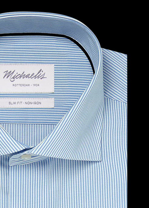 Blauw wit gestreept katoenen overhemd