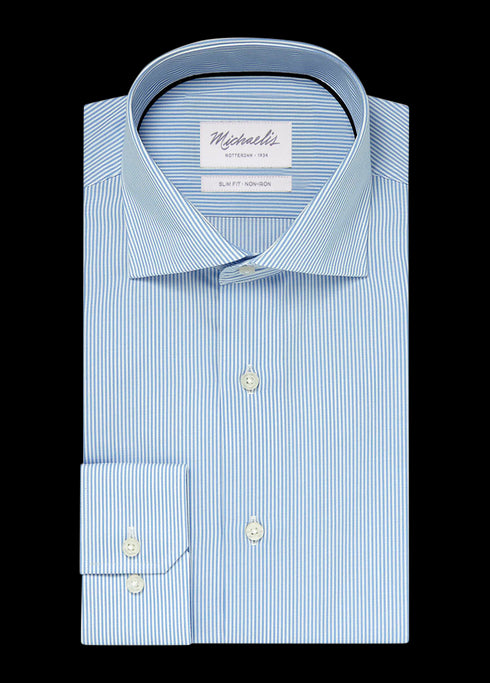 Blauw wit gestreept katoenen overhemd