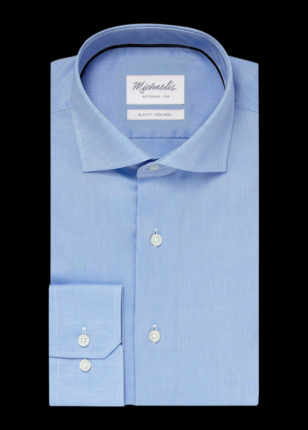 Uni Blauw Oxford katoenen overhemd