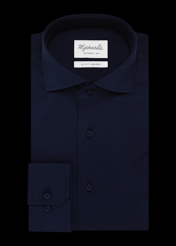 Uni navy katoenen overhemd