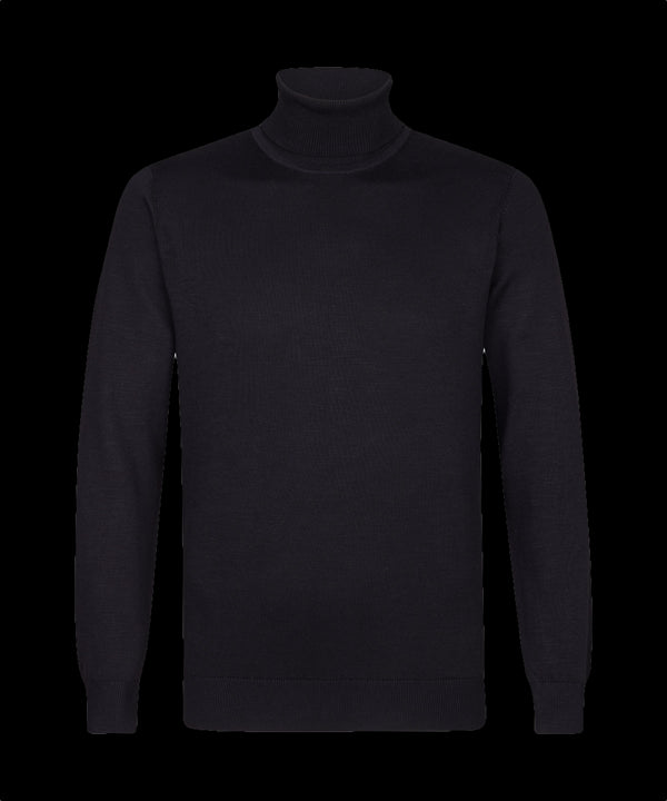 Zwarte coltrui met geribde boord