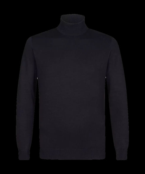 Zwarte turtleneck met geribde boord