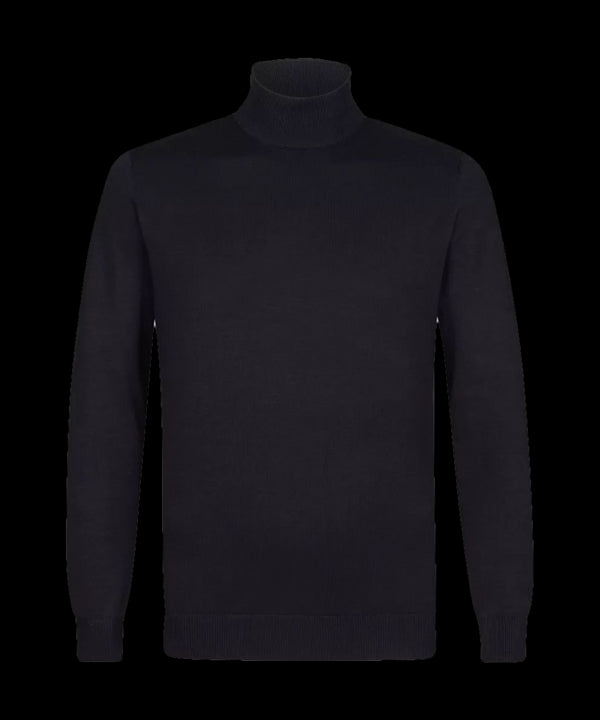 Zwarte turtleneck met geribde boord