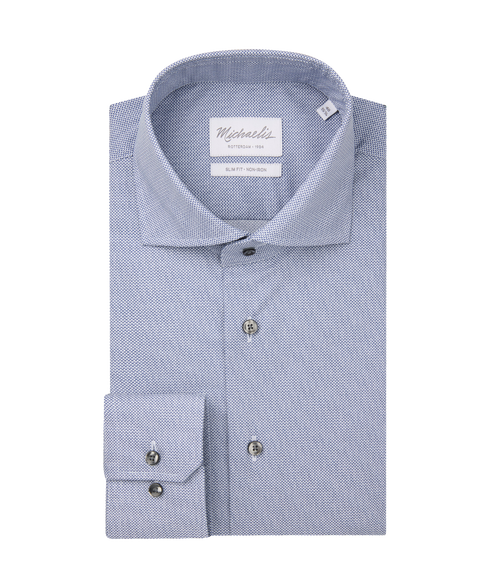 Blauw overhemd met kleine halve rondjes
