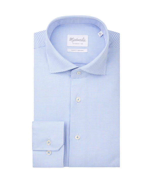Blauw geruit overhemd met lichte knopen