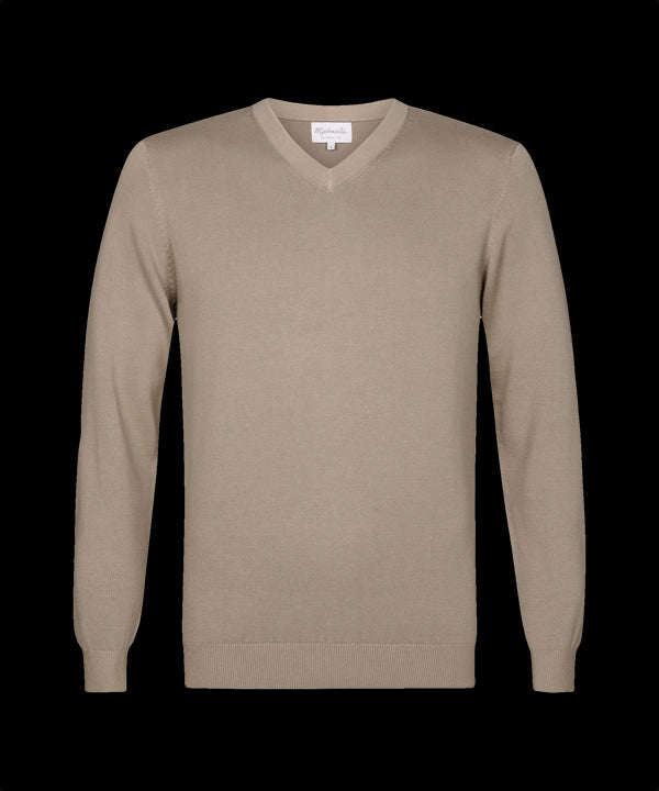Bleekbruine trui met v-hals
