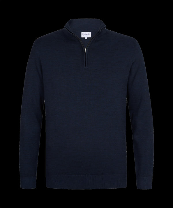 Nachtblauwe pullover met halflange rits