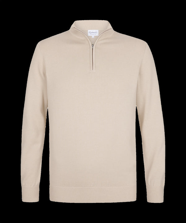 Zandgele pullover met halflange rits