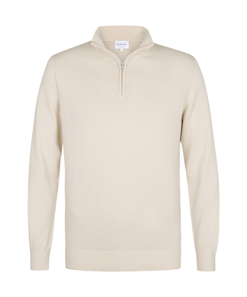 Ivoorwitte pullover met halflange rits