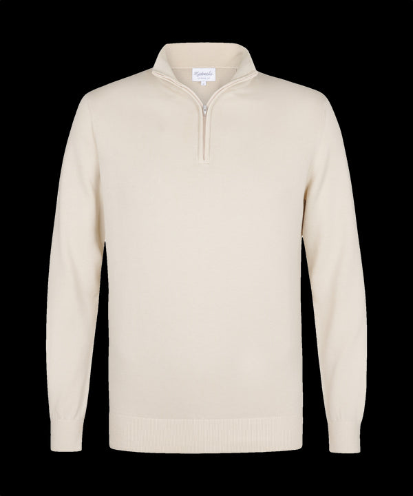 Ivoorwitte pullover met halflange rits