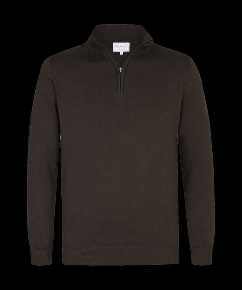 Chocoladebruine trui met halflange zip