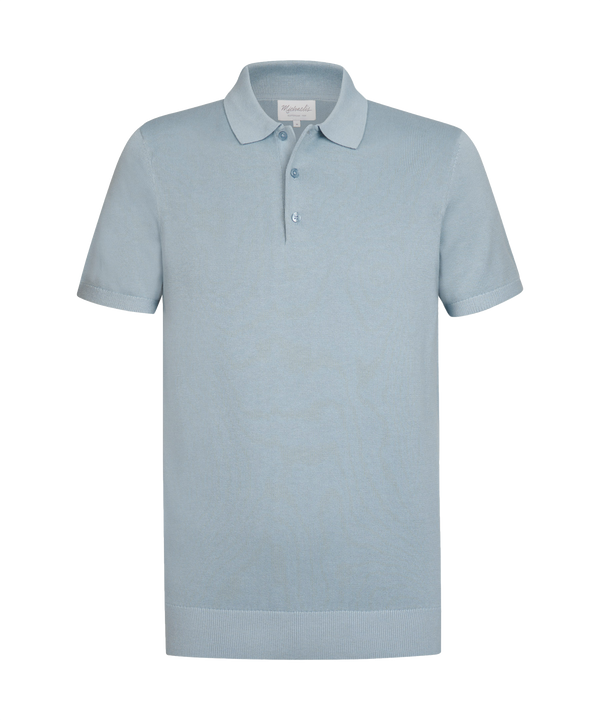 IJsblauwe polo met korte mouw