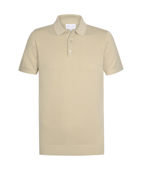 Woestijnbeige polo met korte mouw