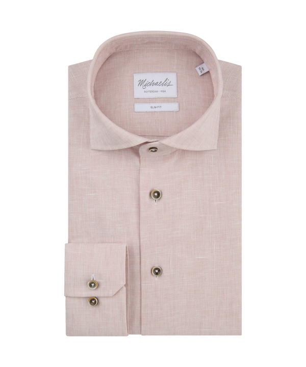 Roze gemeleerd overhemd met bruine knopen