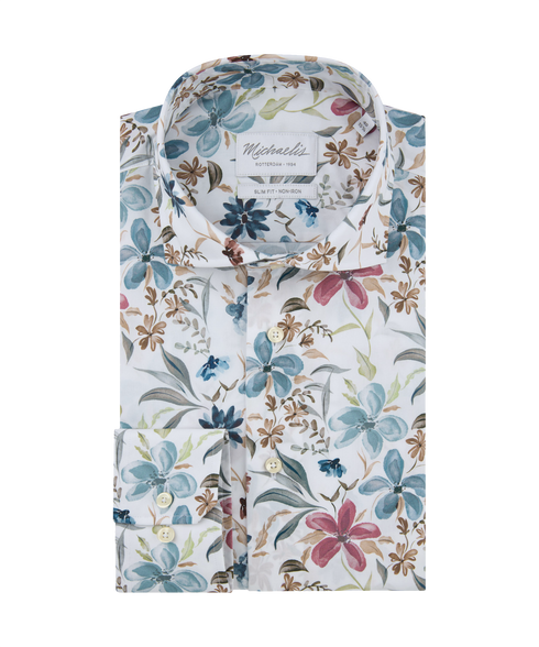Opvallend overhemd met grote lentebloemen