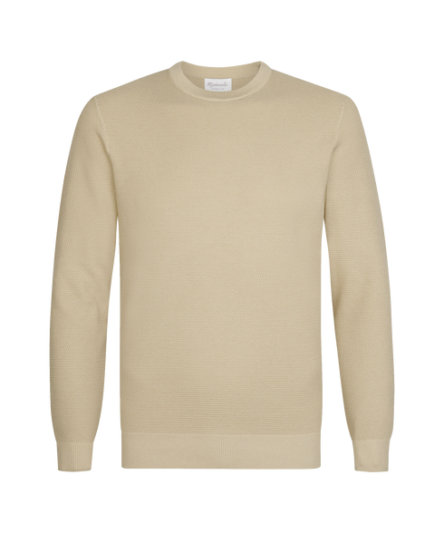 Zandbeige trui met ronde hals en structuur