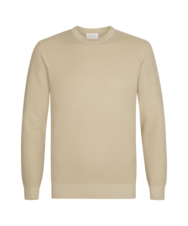 Zandbeige trui met ronde hals en structuur