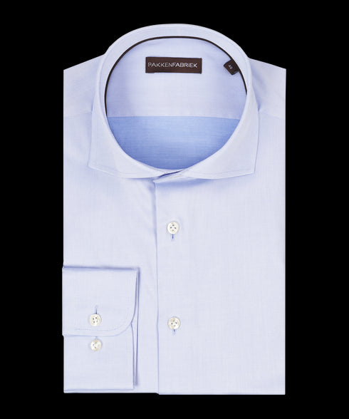 Royal twill lichtblauw overhemd met wide spread kraag