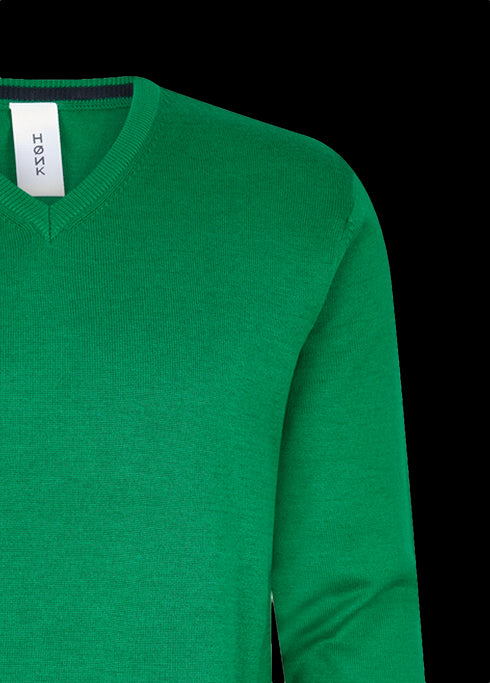 Felgroene pullover met V-hals