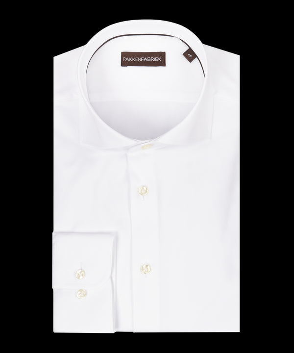 Wit pinpoint oxford overhemd met wide spread kraag