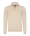Beige half-zip met geribde boorden
